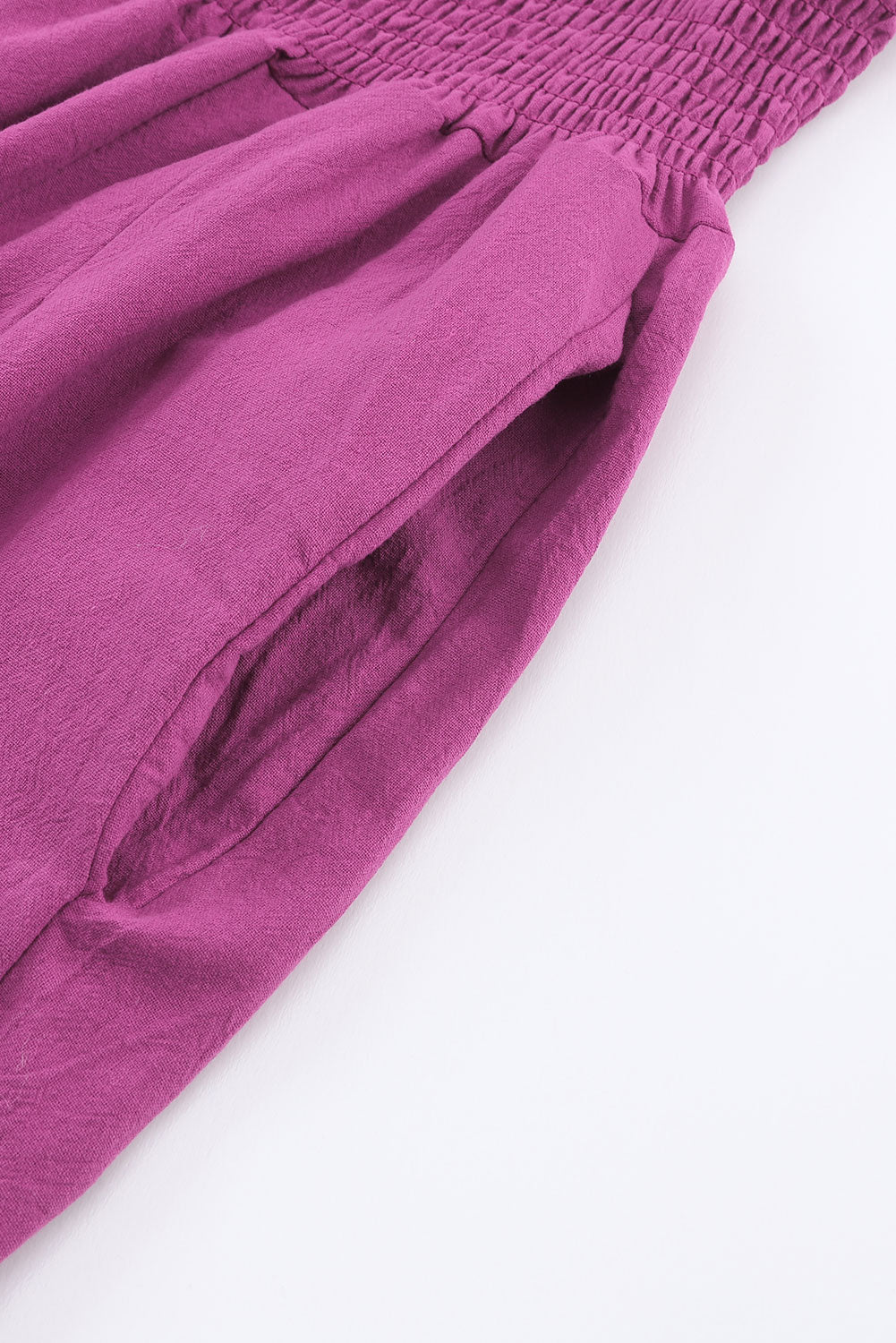 Khaki Smocked Wide Waistband High Waist Wide Leg Pants