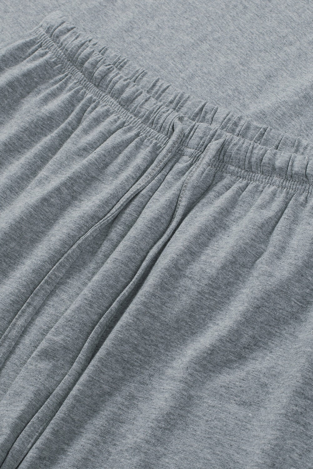 Crew Neck Tank and Drawstring Ruffled Shorts Lounge Set