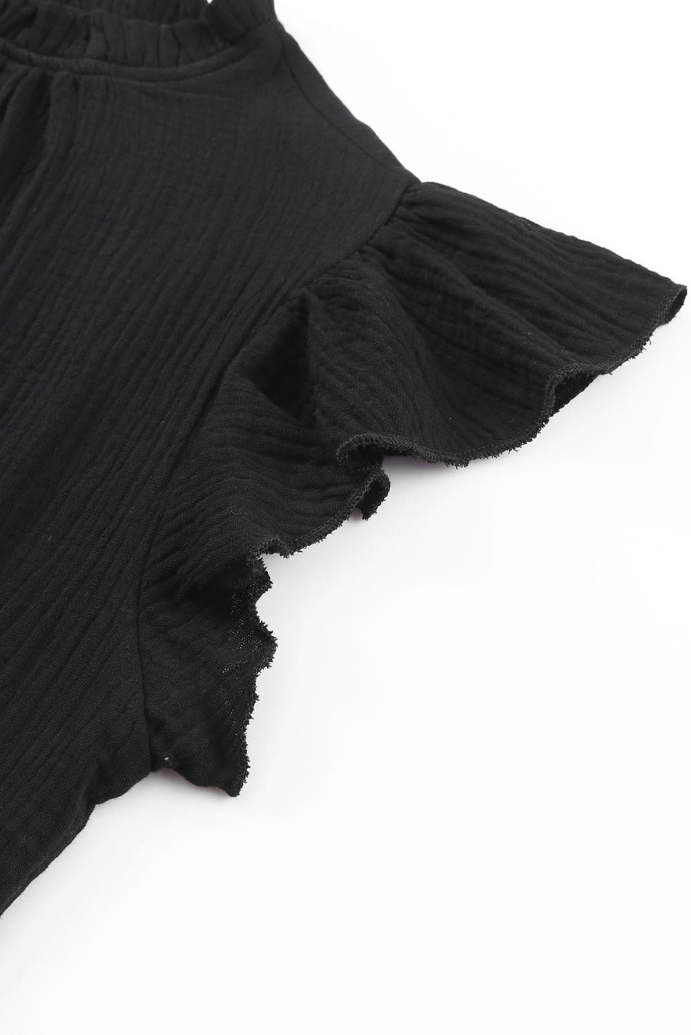 Flutter Sleeve Frilled Neck Textured Blouse