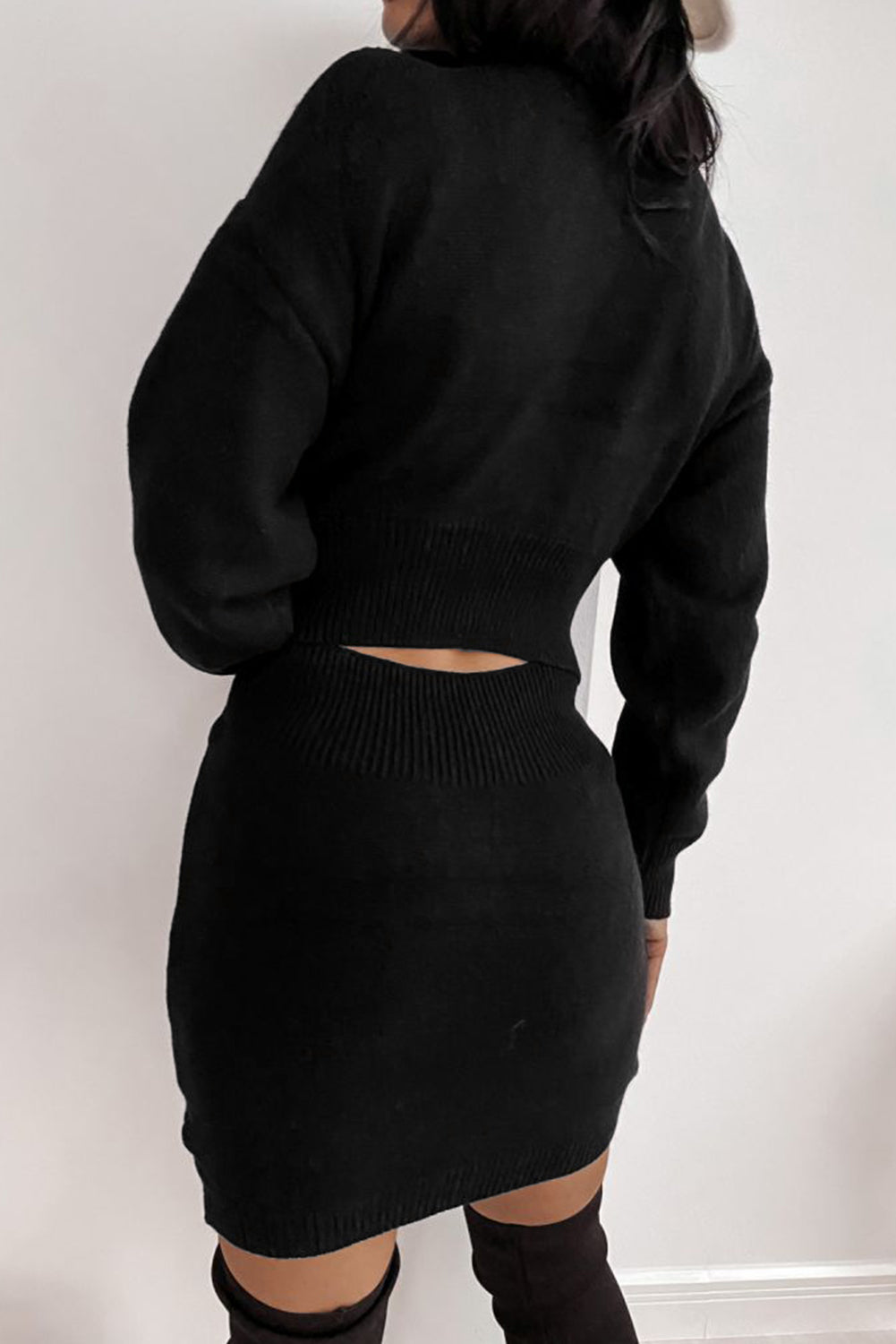 Geometric Texture Bodycon Sweater Dress