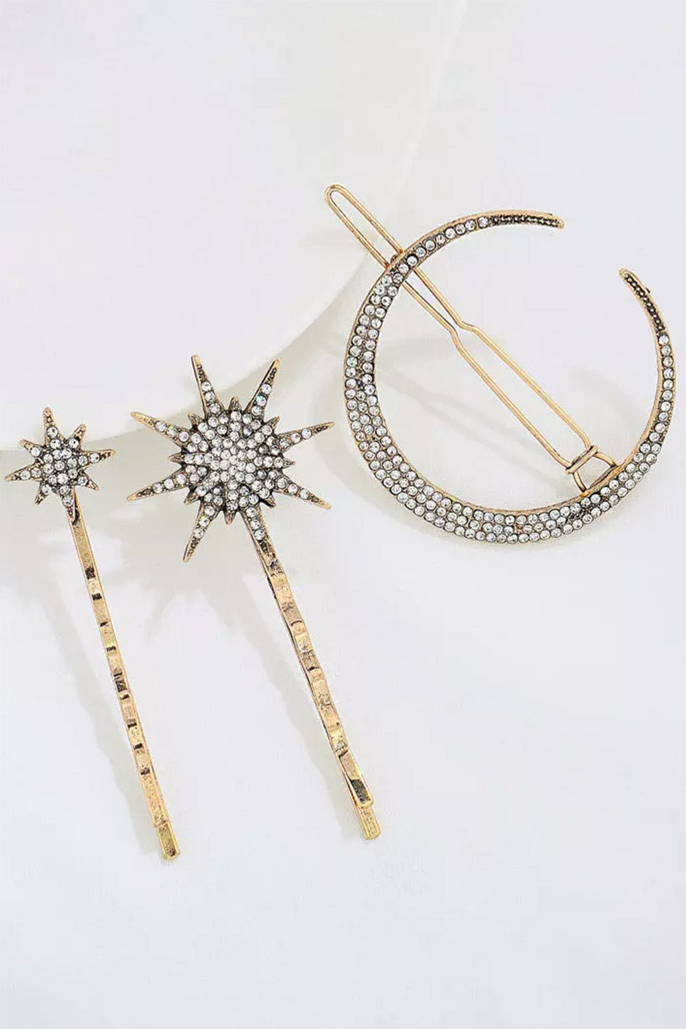 Moon Star Snowflake Rhinestone Hairpin