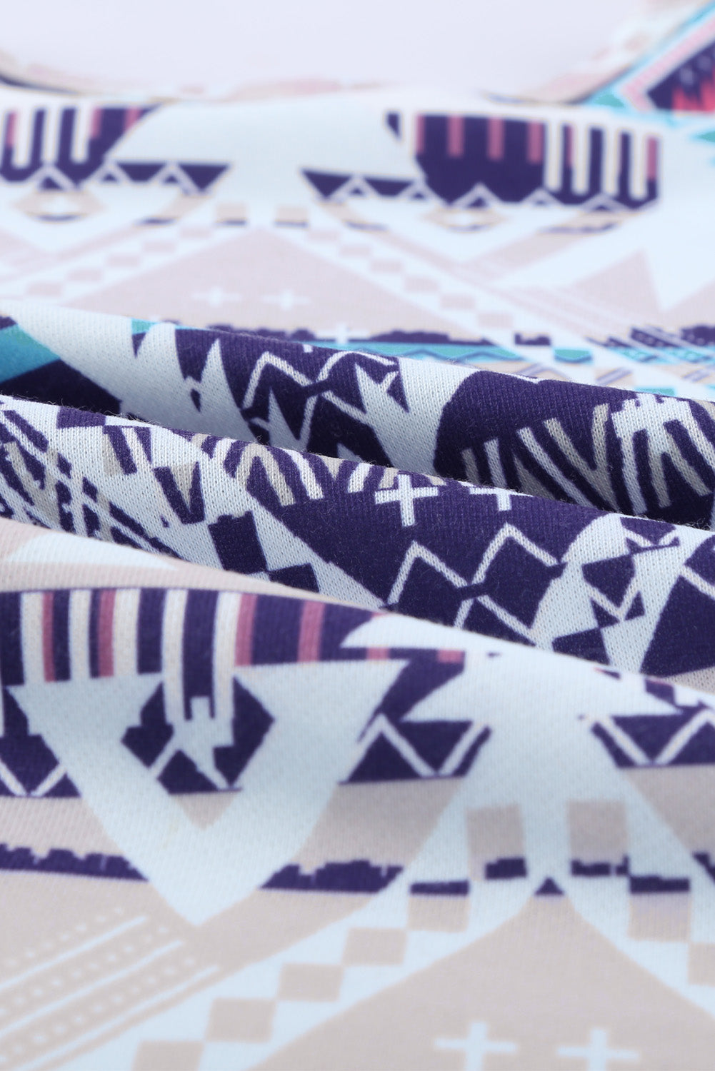 Multicolor Rustic Tribal Front Pocket Long Sleeve Top