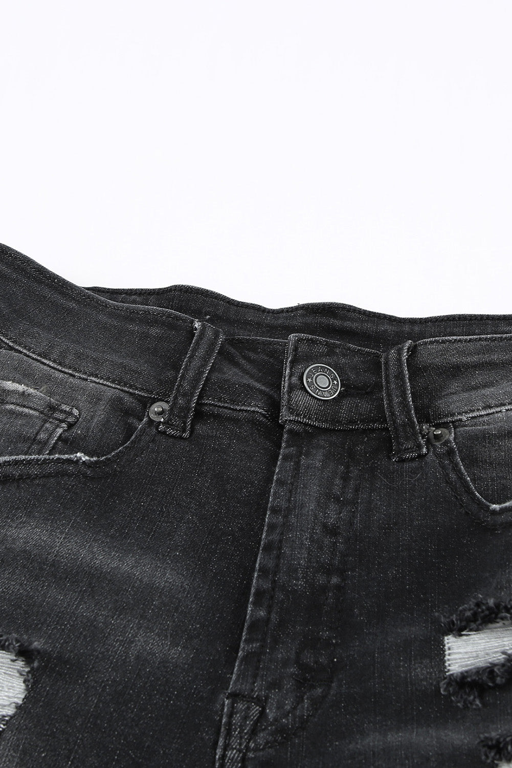 Raw Hem Distressed High Rise Denim Shorts