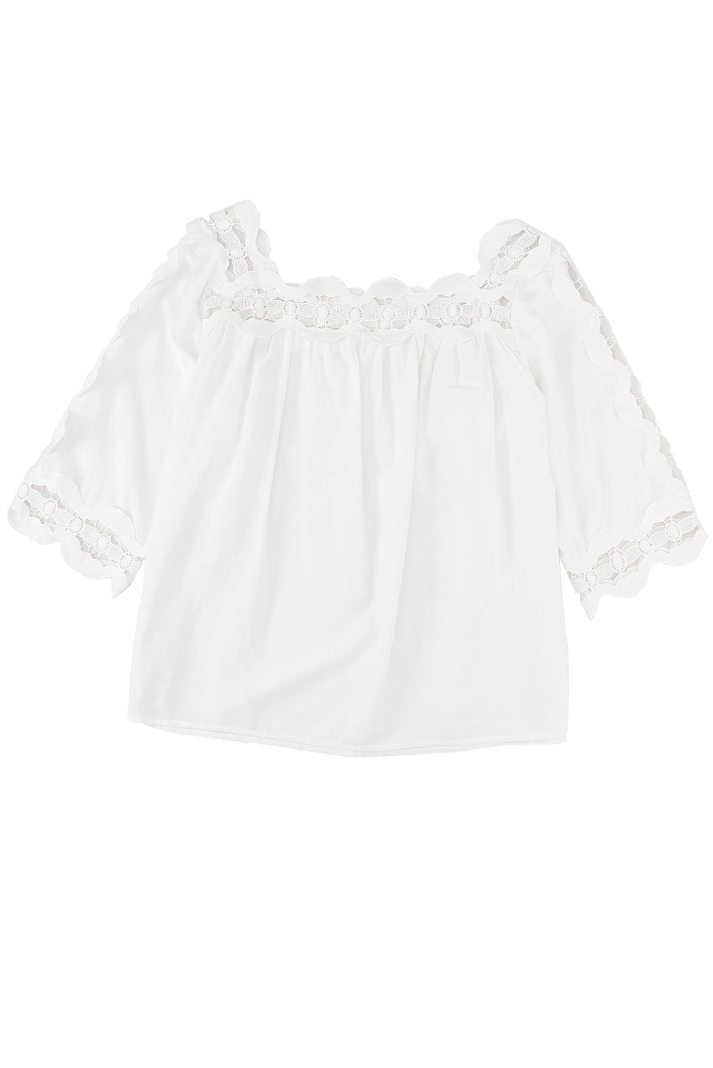 Green Drak Green Crochet Trim Hollow-out Blouse