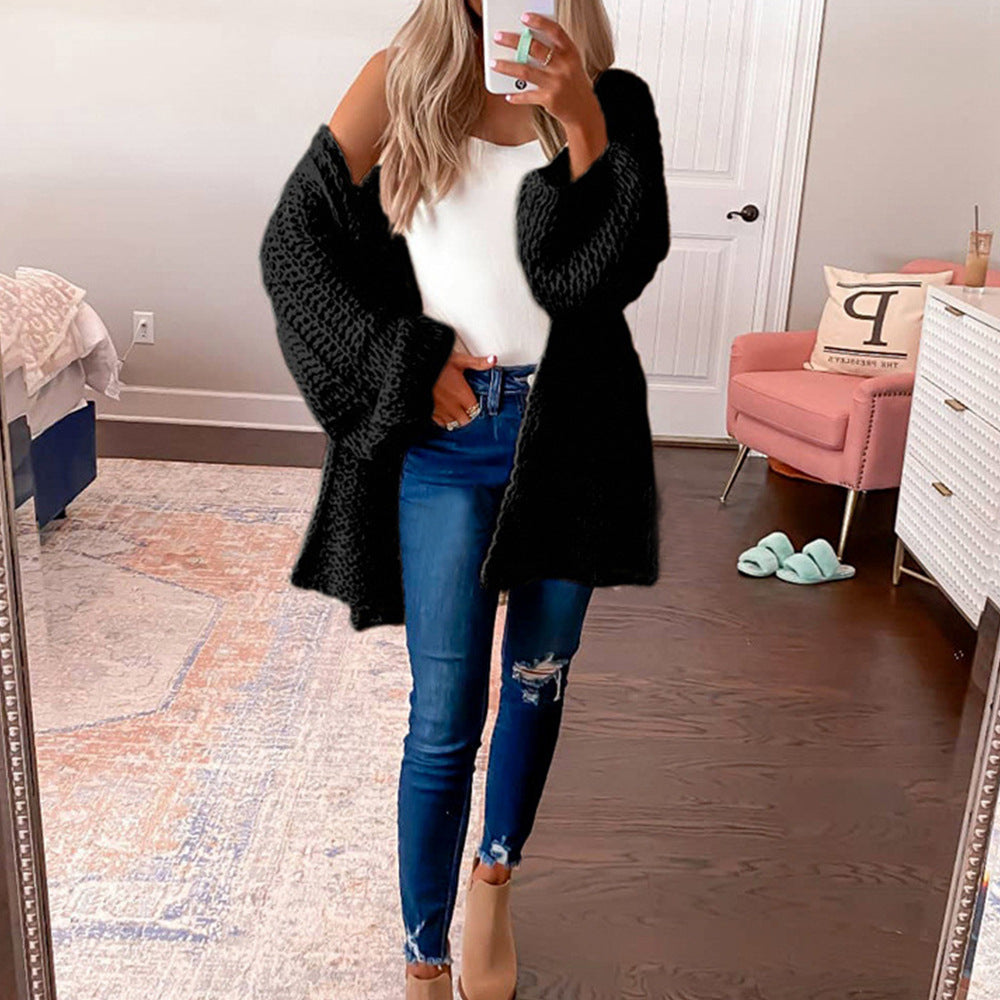 Tassel Sweater Retro Rhombus Solid Color Loose Collar Sweater Women