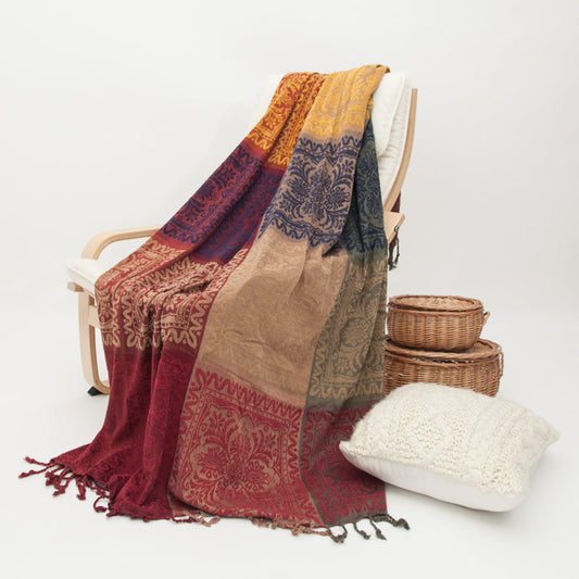 Ethnic Chenille Knitted Blanket Fabric Sofa Cover