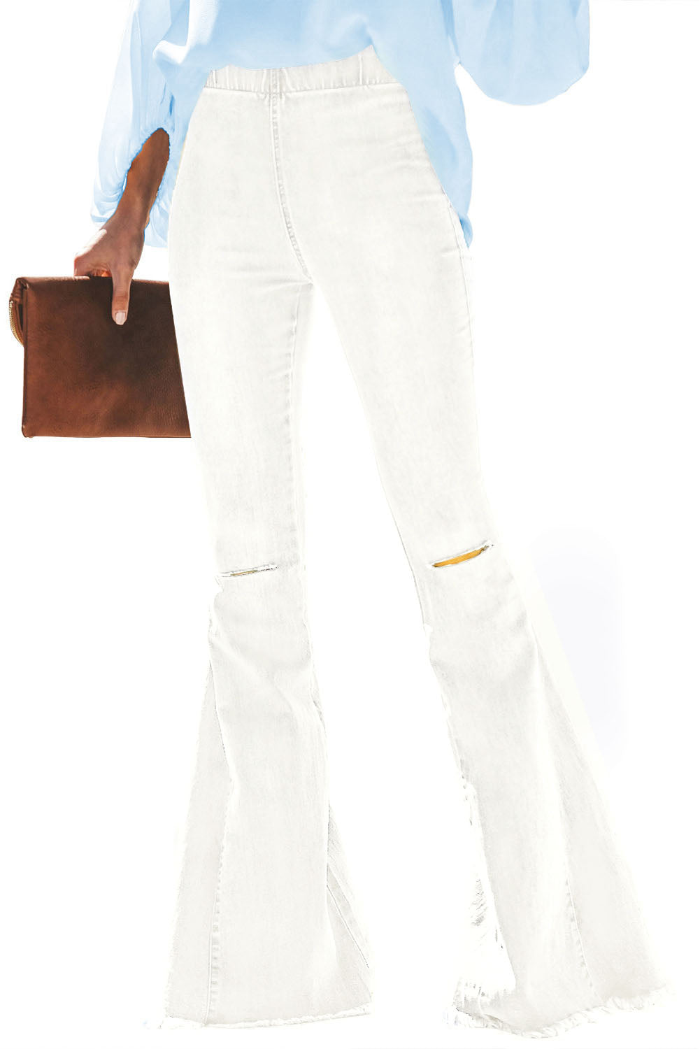 Multicolor Distressed Bell Bottom Denim Pants