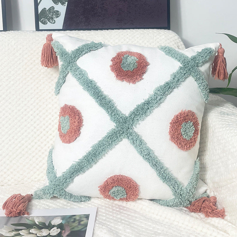 Fashion Tufted Print Pillow Ethnic Style