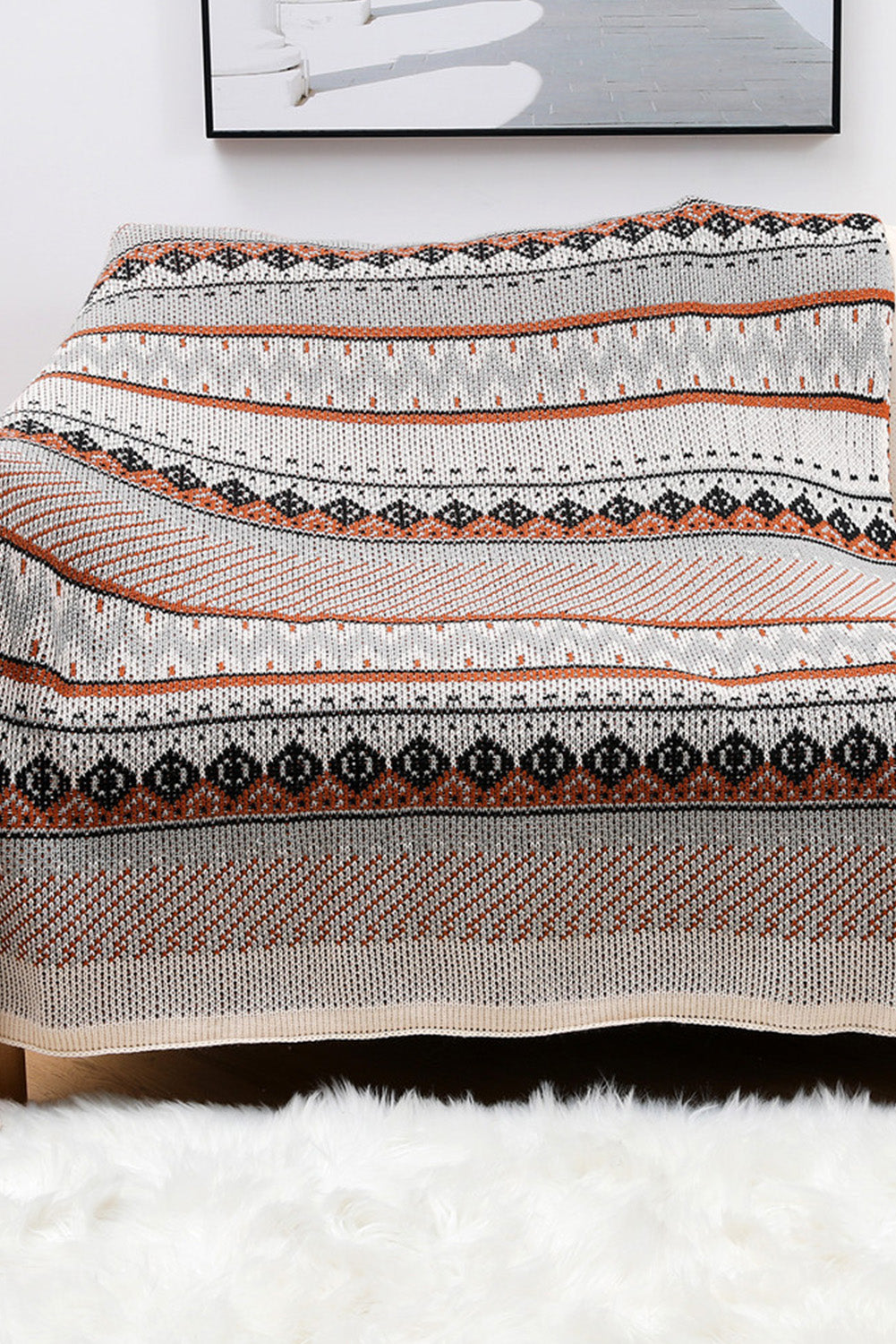 Multicolor Geometric Color Block Blanket 130*160cm