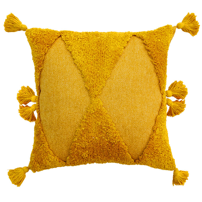 Household Indian Style Embroidered Tufted Tassel Pillowcase
