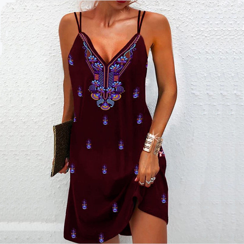 Women's Summer Boho V Neck Dress