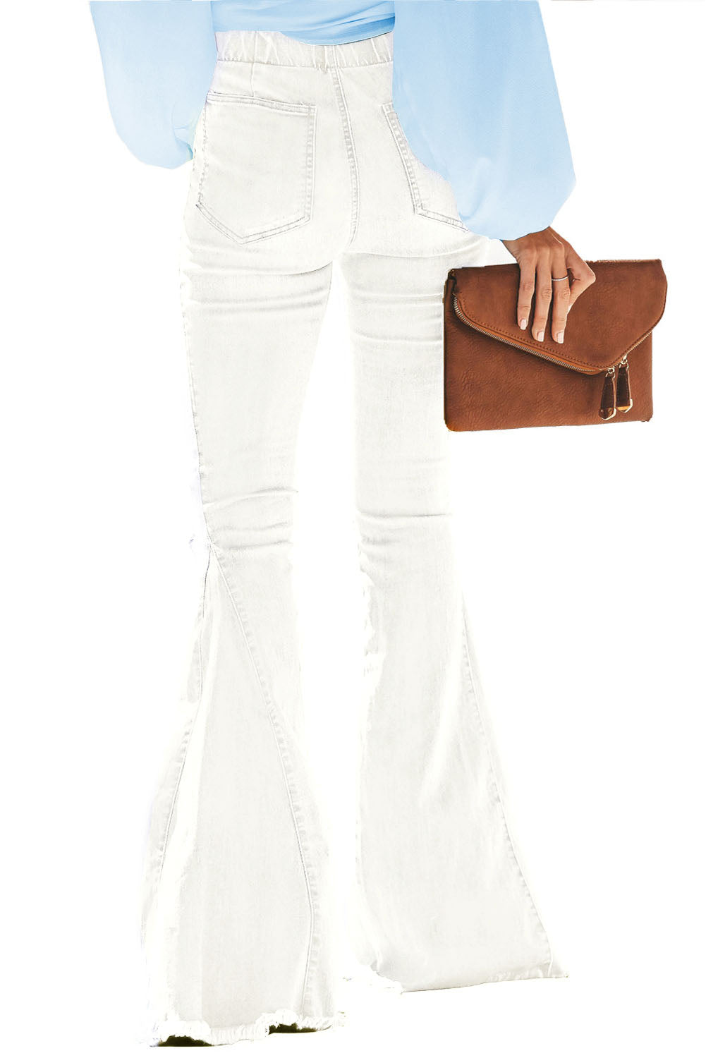 Multicolor Distressed Bell Bottom Denim Pants