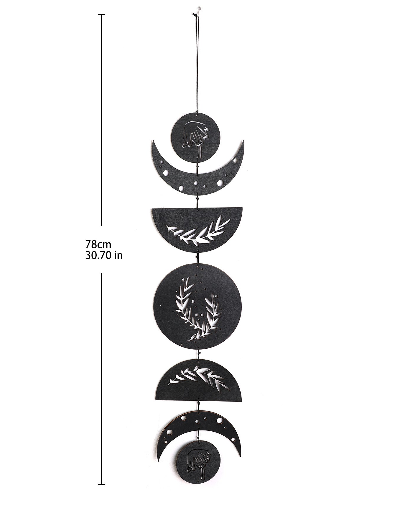Moon Phase Wall Hanging Decor, Black Boho Moon Phase Garland Hanging Wall Art For Apartment Dorm Office Window Nursery Living Room Bedroom Decorative
