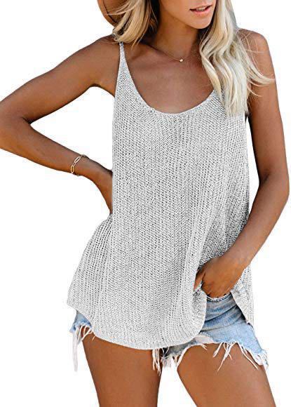 Striped Halter Crew Neck Sleeveless Knit Top