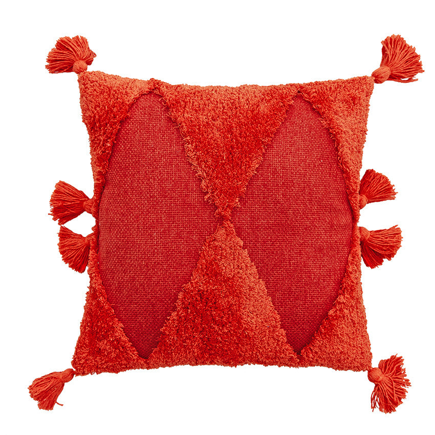 Household Indian Style Embroidered Tufted Tassel Pillowcase