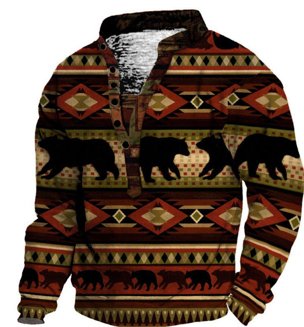 Men's Ethnic Totem Vintage Print Outdoor Casual Sweatshirt