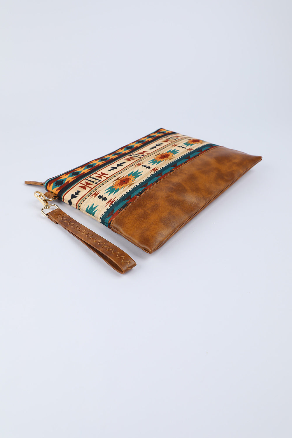 Multicolor Western Aztec Print Zipper PU Leather Clutch