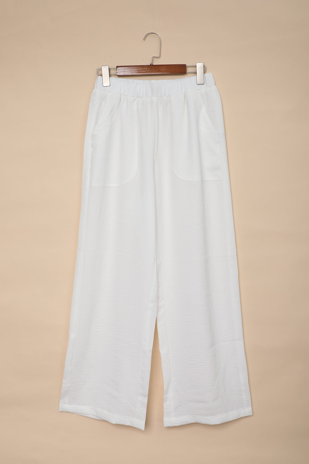 Elastic Waist Pocketed Wide Leg Pants