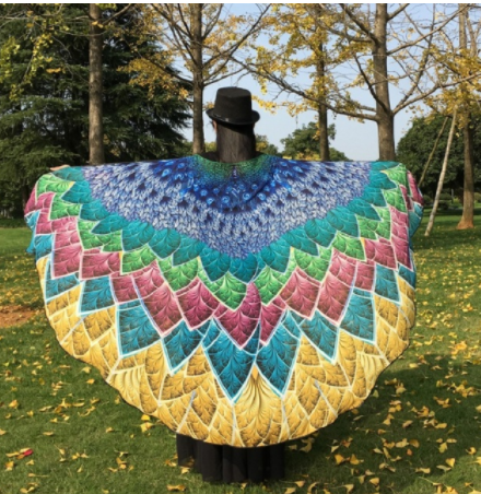 Peacock Feather Halloween Cape Chiffon Peacock Cape