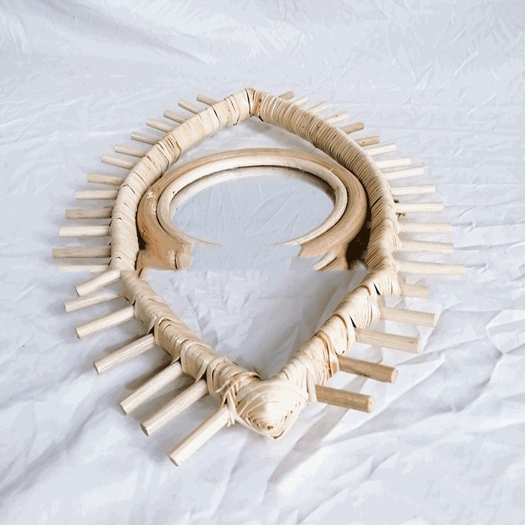 Nordic Creative Wall Decoration Hanging Rattan Mirror