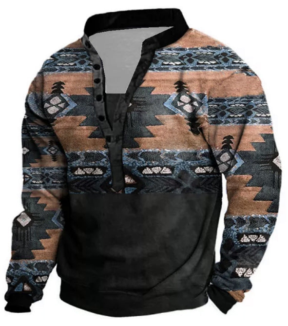 Men's Ethnic Totem Vintage Print Outdoor Casual Sweatshirt