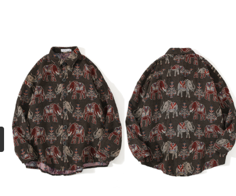 Retro ethnic brushed shirt