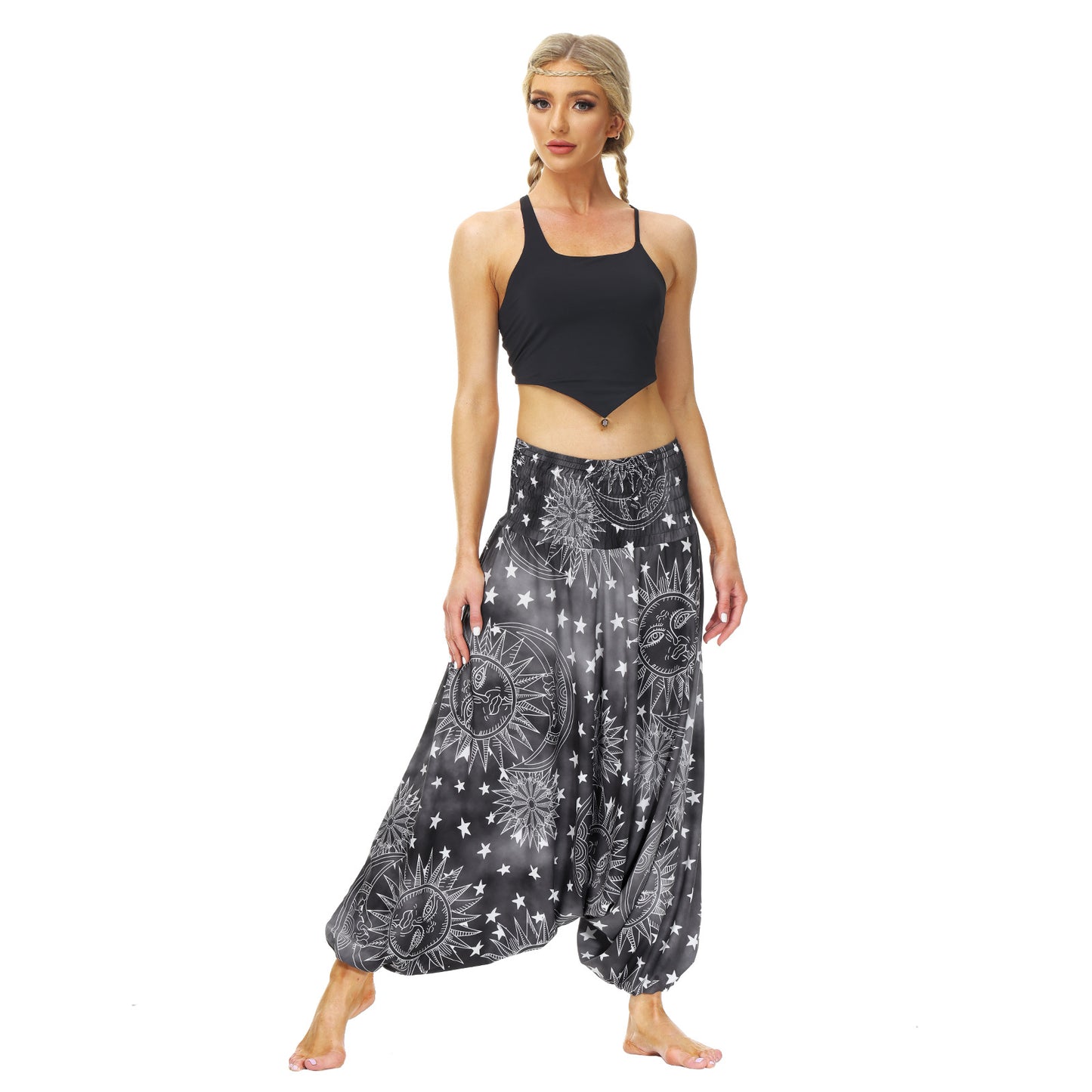 Digitally Printed Boho Casual Wide Leg Pants