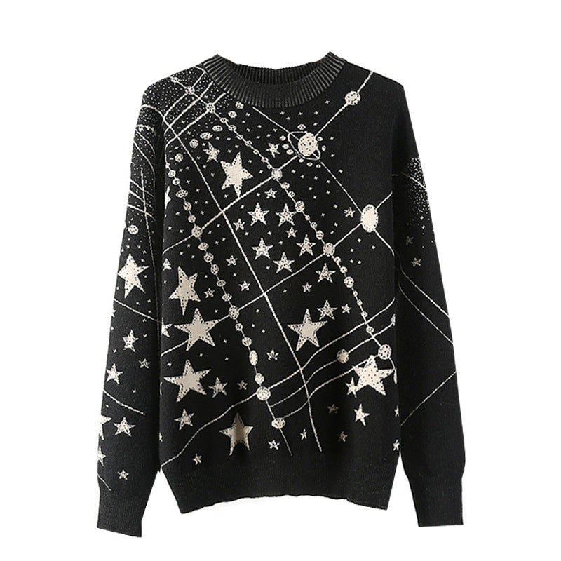 Catwalk Starry Sky Cartoon Jacquard Sweater