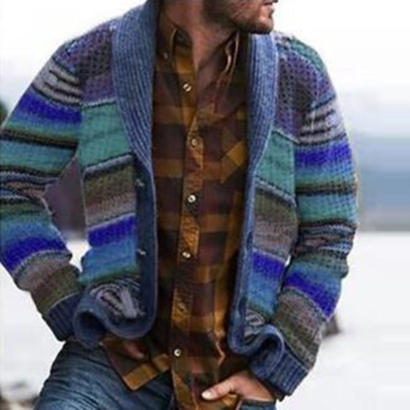Men's printed long-sleeved sweater top