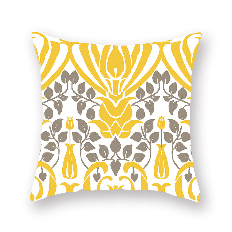 Nordic yellow geometric pillowcase