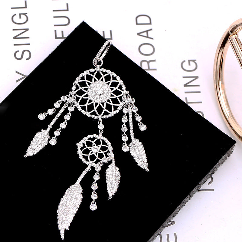 Women's dream catcher feather long earrings