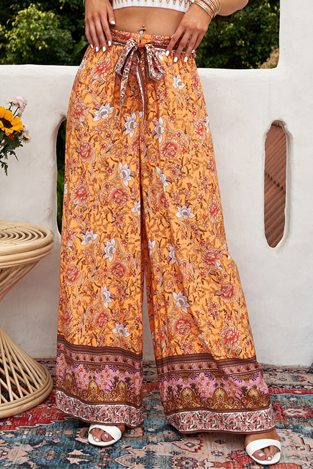 Boho Wide Leg Palazzo Pants