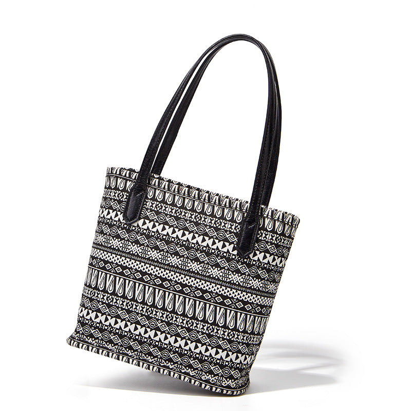 Vintage Ethnic Print Canvas Bucket Bag