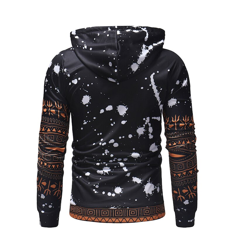 Ethnic printed casual hooded sweater