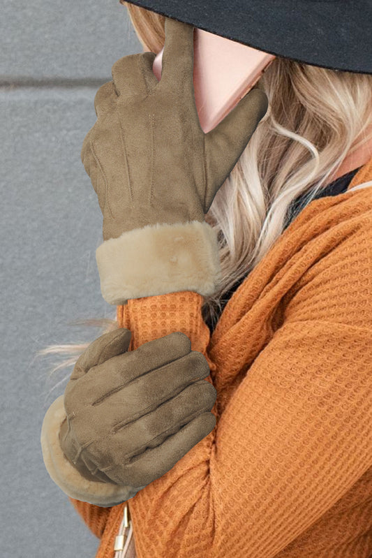 Suede Plush Lined Touch Screen Glove