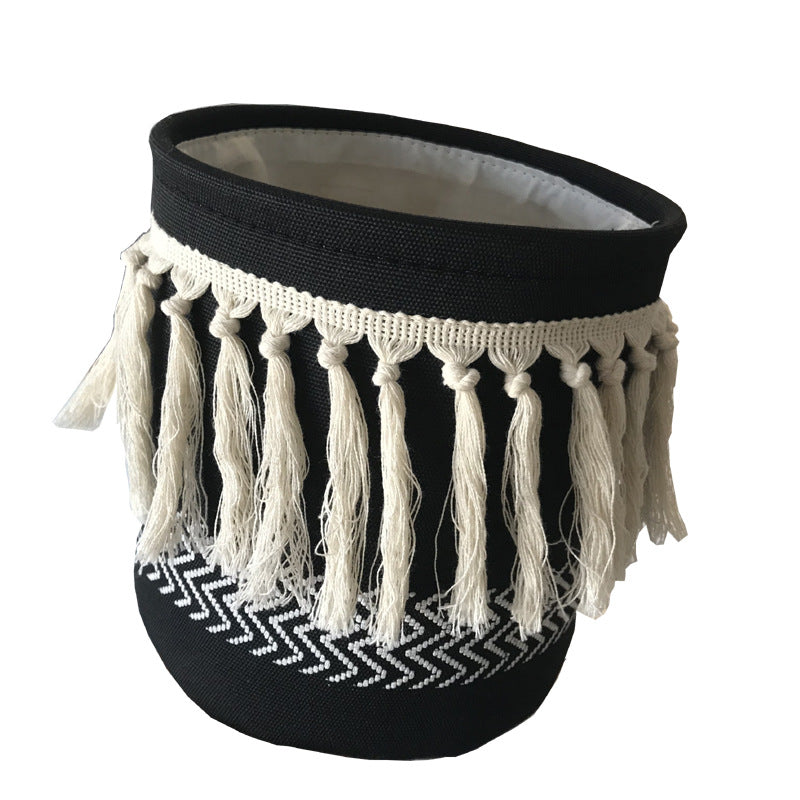 Nordic Style With Tassel Canvas Storage Bucket
