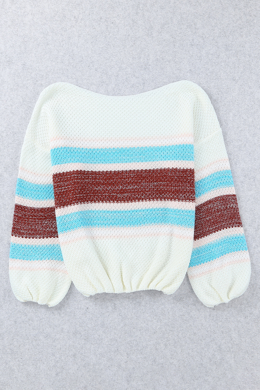 Striped Pattern Texture Knit Sweater