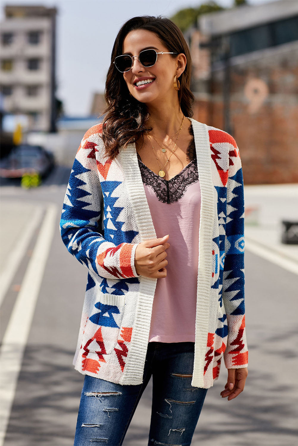 Moraga Pocketed Aztec Cardigan