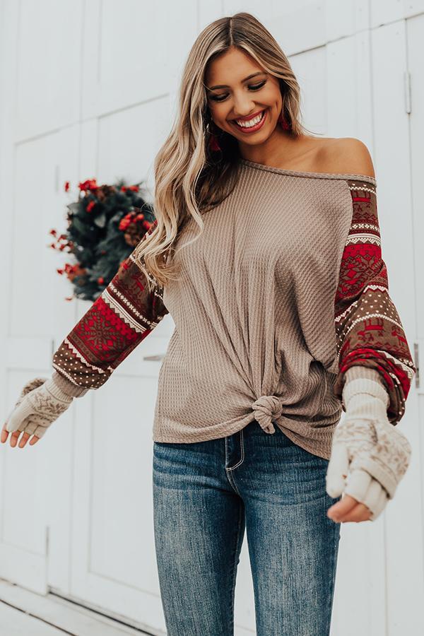 Loose printed long sleeve holy sweater