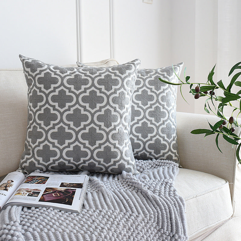 Nordic geometric embroidery pillowcase