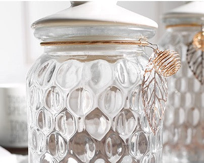 Crystal glass Nordic storage jar with lid