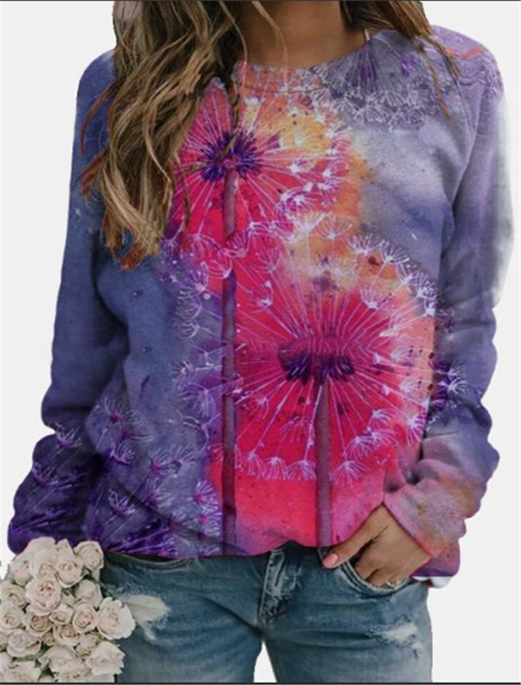 Long Sleeve Printed Mid-Length Women's Top