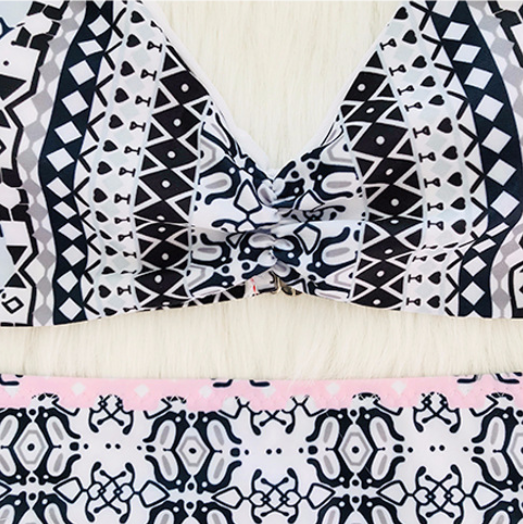 Ethnic style printed bikini