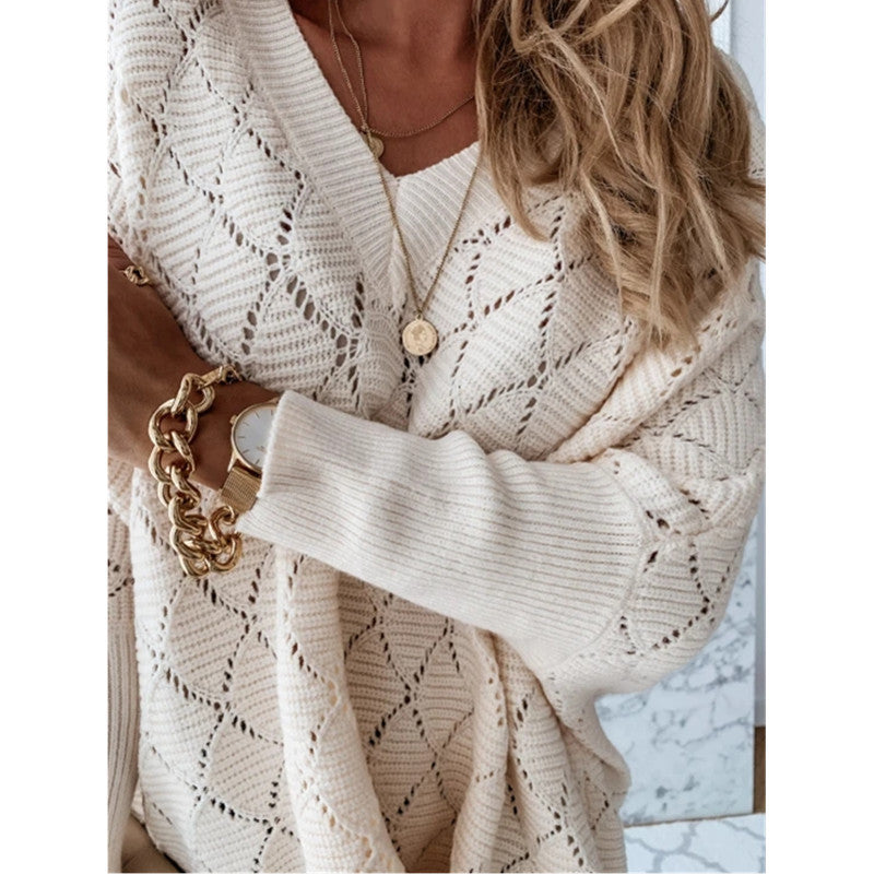 Bat sleeve loose long knitted sweater