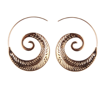 Ethnic Round Spiral Gear Earrings