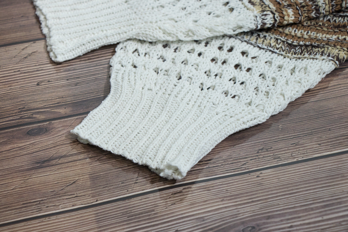 Printed round neck sweater