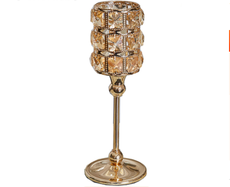 Feather Container Crystal Candle Holder Home Dining Table Candlelight Dinner