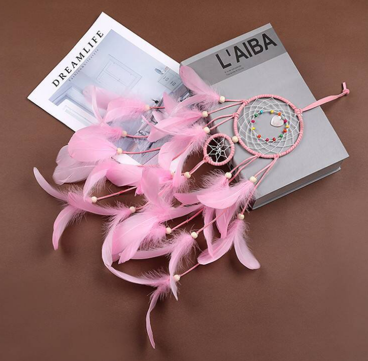 Indian Dreamcatcher Creative Gift Ornaments Girl Heart Dreamcatcher Pendant Birthday Gift Handmade Wind Chimes