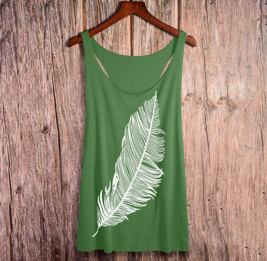 Sexy bottoming shirt with feather print vest