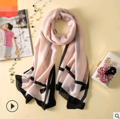 Spring, summer and autumn, new flowers, elegant and high-end artificial silk scarf, female decorative shawl, sunscreen beach towel